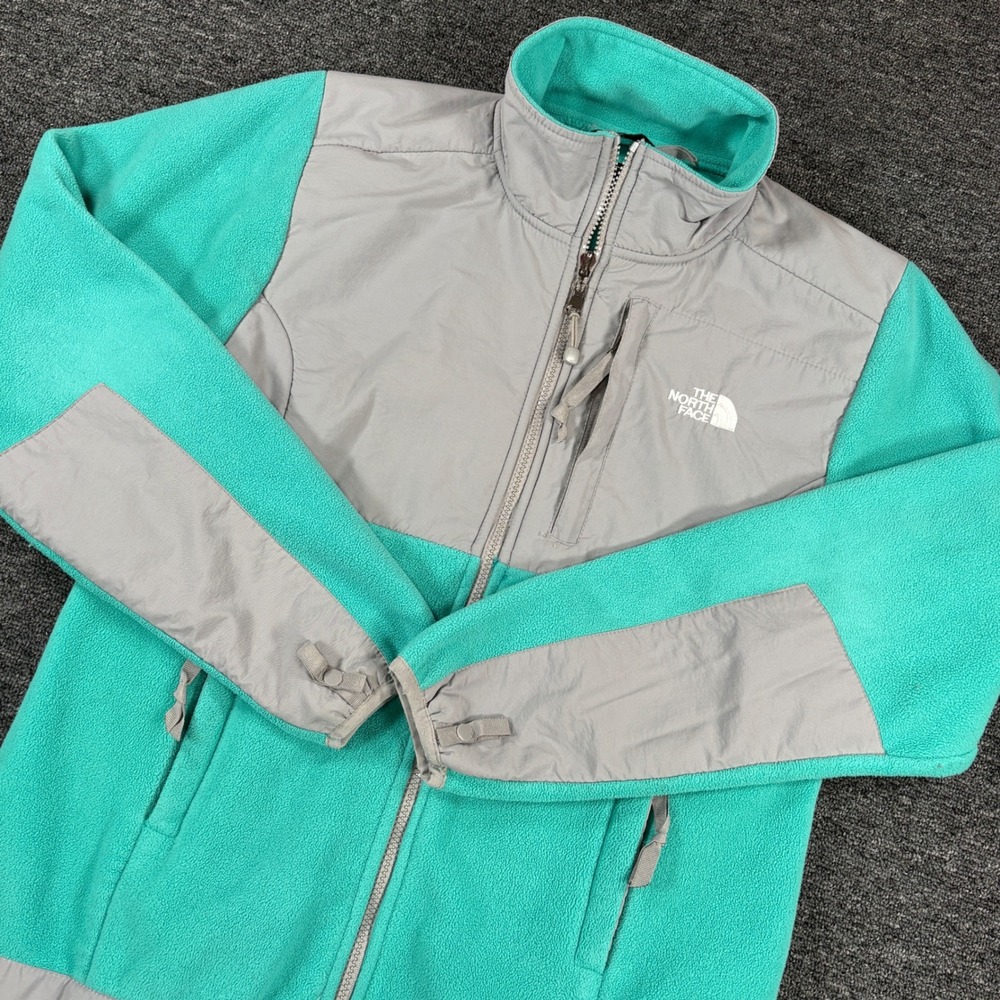 The North Face Fleece Jacket Womens Large Teal Grey Denali Style Full Zip 278